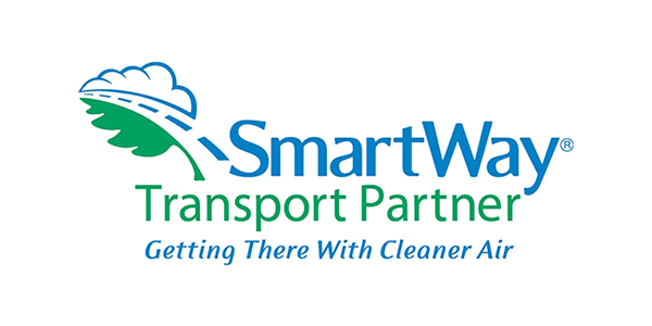 Logotipo da EPA Smartway contendo uma folha com uma estrada dentro dela.