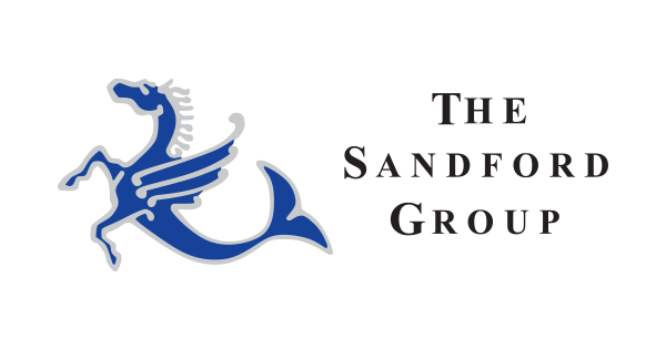 The Sandford Group logo featuring a blue winged dragon emblem and company name on white background.